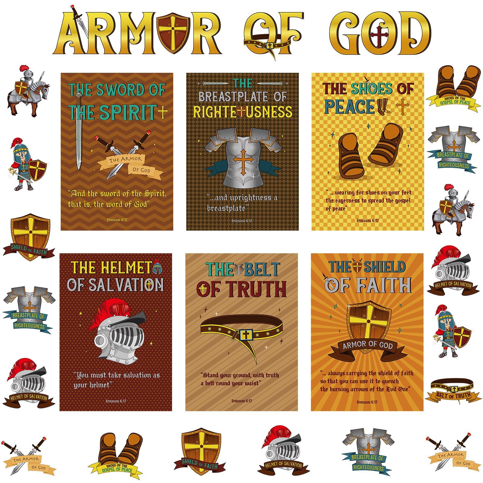 Harloon 41 Pcs Armor of God Bulletin Boards Religious Classroom Decorations W...