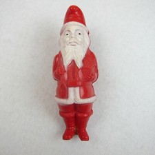 Vintage 1930-40s Celluloid Santa Figure Red White Christmas Standing Sack 5"
