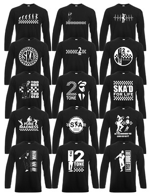 Tone 2 The Specials Reggae Ska Rude Schwarz Herren Langarm T-Shirts 70er 80er Top