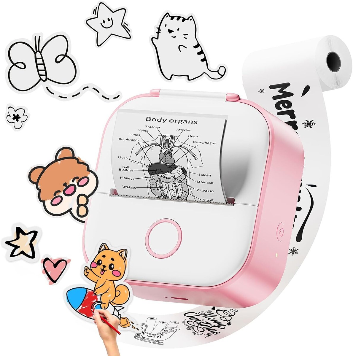 Phomemo M02 Mini-printer, draagbare thermische printer, zakprinter, stickerprinter, mobiele telefoon, compatibel met iOS en Android, stickerprinter voor studie, foto's, etiketten, cadeau - groen