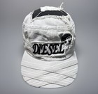 DIESIL CAT Distressed White Denim Cap Streetwear Designer Hat RN93243-CA25594
