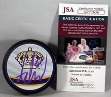 ADRIAN KEMPE SIGNED LOS ANGELES KINGS REVERSE RETRO Puck LA AUTOGRAPHED +JSA COA