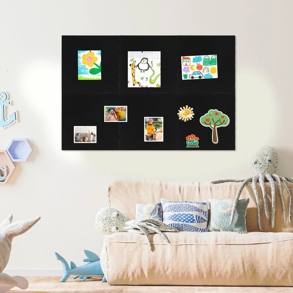 Felt Cork Board Tiles, 6 Packs 12" x 12" 1/2" Thick Cork Bulletin Board Self - Image 2 of 4