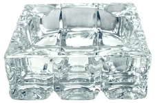 Crystal Ashtray Square Clear Glass Looks Like Ice Cubes - Size 4"x4"x1.5"