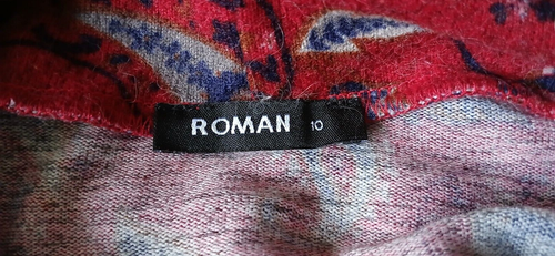 Roman Size 10 Red Paisley Pattern Dress With Pockets/ Warm/ Winter Dress - Picture 5 of 10