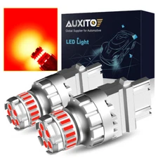 AUXITO 3157 Red LED Strobe Flashing Blinking Brake Stop Parking Tail Light Bulbs