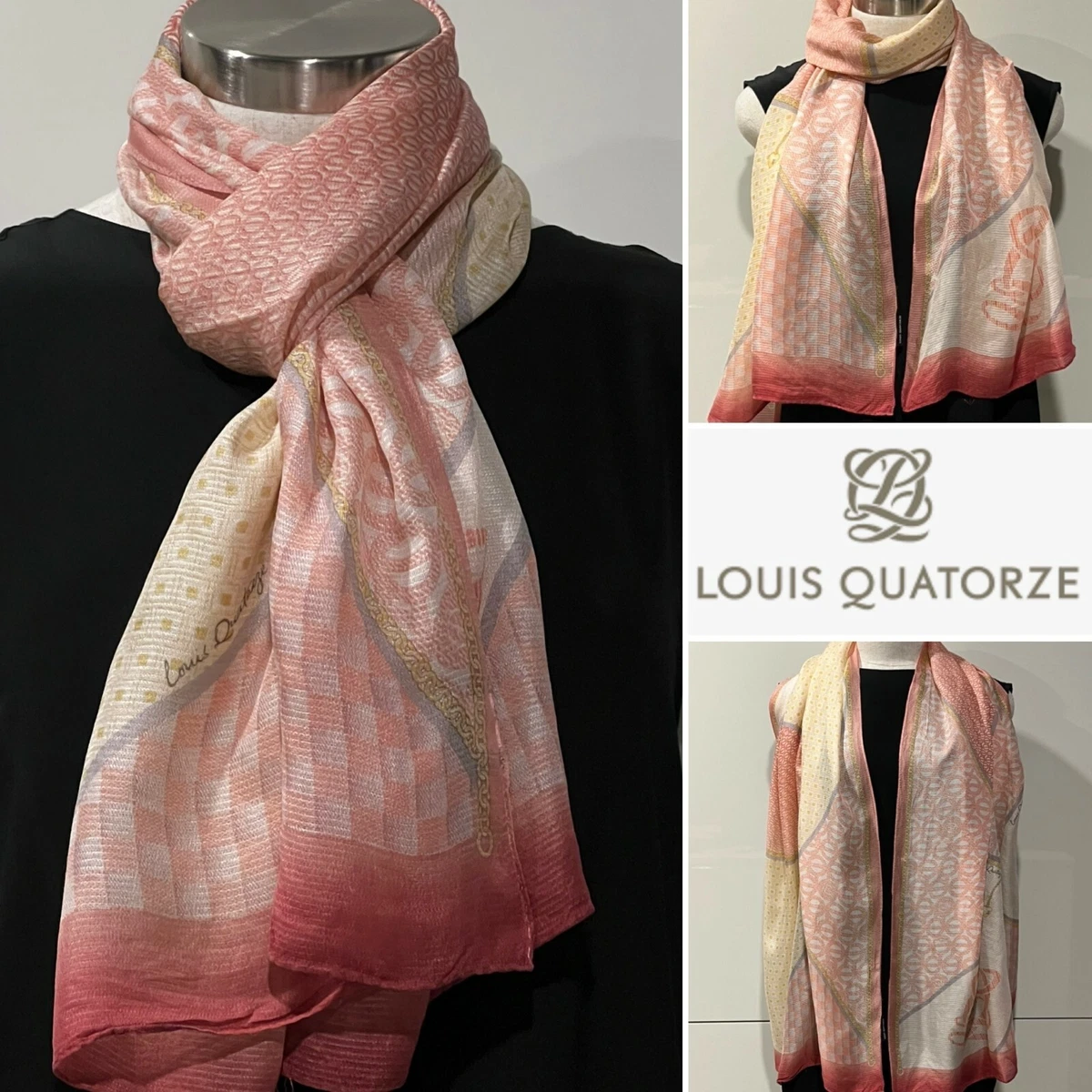 Louis Vuitton Pale Pink Naturel Monogram Silk Wool Twill Shawl