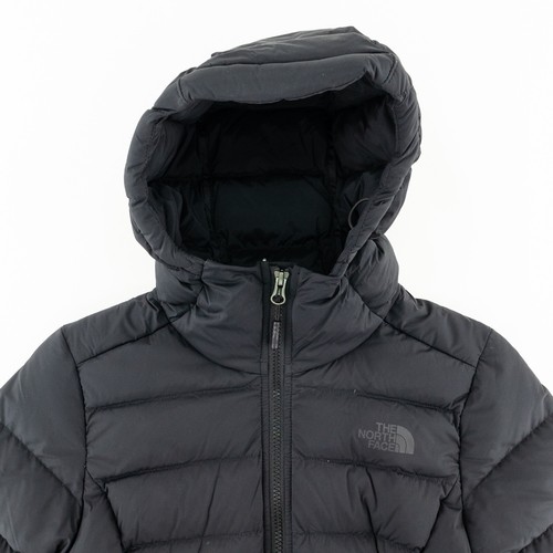 The North Face Stretch Down Parka Womens XS Slim Fit 700 Fill Hooded Matte Black - Picture 4 of 12