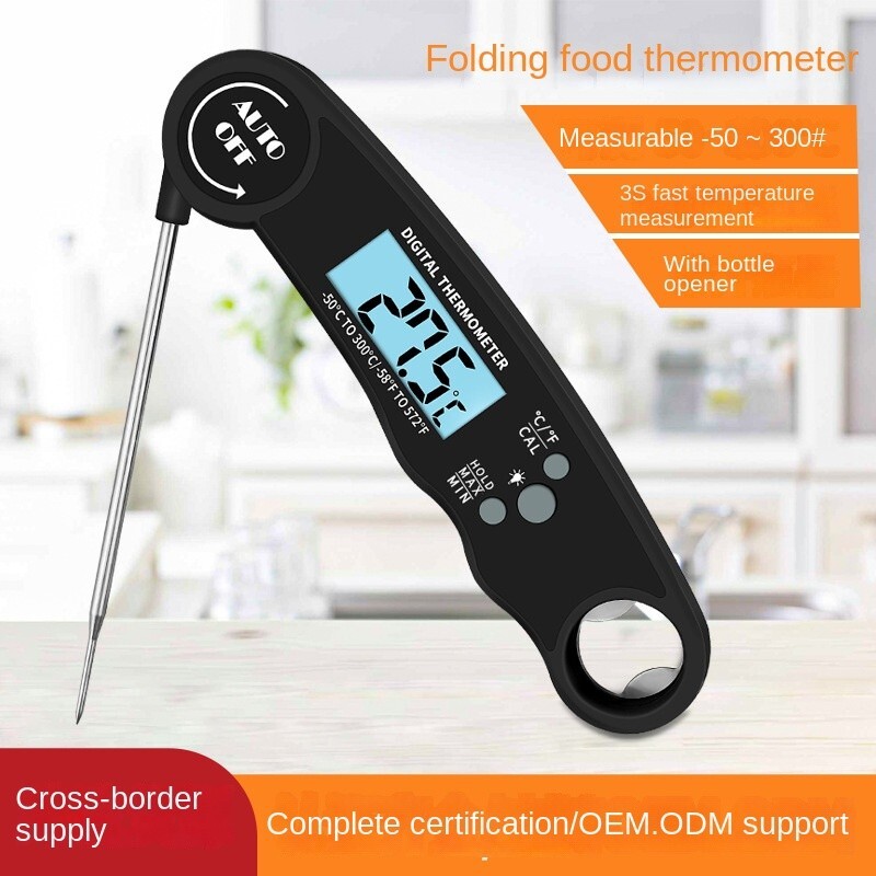 Folding Meat Thermometer Electronic Barbecue Thermometer Home Bottle Opener-image