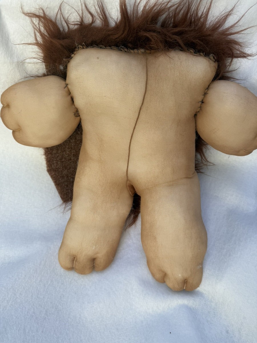 Vtg 1970s Furry Naked Caveman Artesian Plush Anatomically Correct