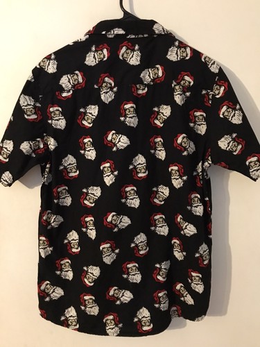 L Men's RUGBY UNIVERSITY Vintage Black Santa Christmas Hawaiian Shirt NEVER WORN - Picture 5 of 5