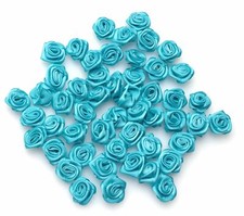 50 pcs Satin Ribbon Roses Mini Flowers Boutique Applique Sewing Embellishment...
