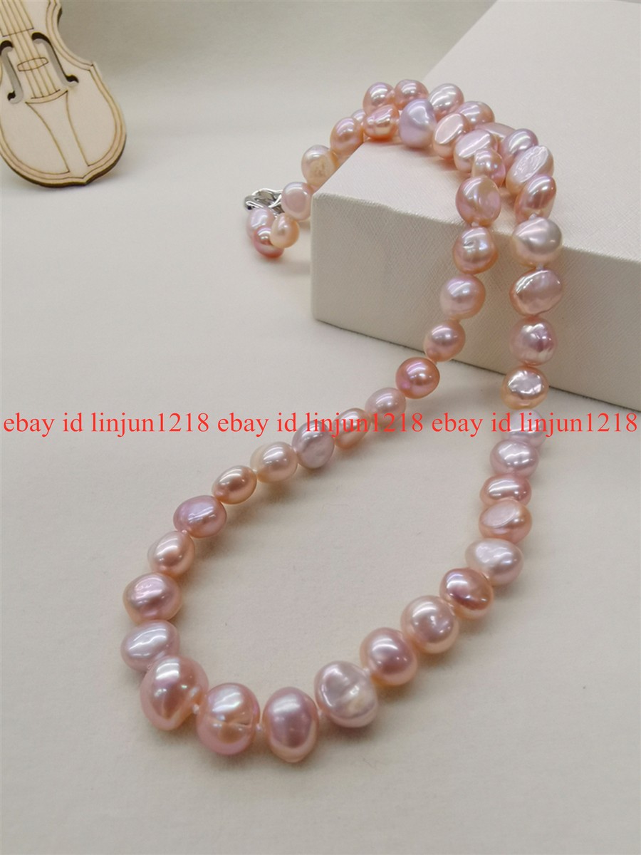 3Strands 18'' 9Mm Lavender Baroque Freshwater Pearl Necklace