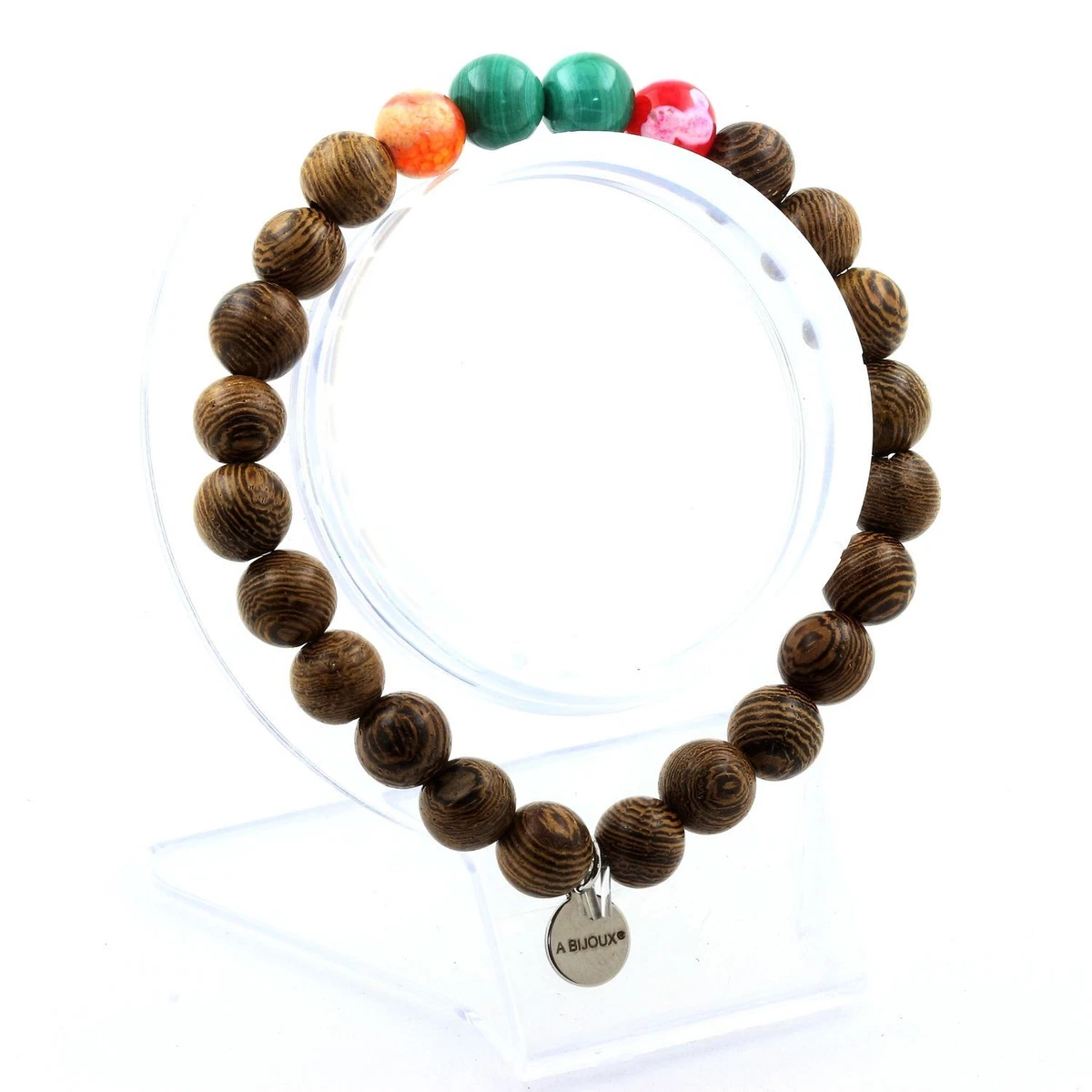 Bracciale Uomo In Agata Naturale 8mm - Pietra Indiana, Elastico, Lunghezza Regolabile 20-23 Cm, Unique Gems - 2