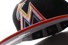 New Era Miami Marlins MLB Black Orange Fitted Cap Gray UV