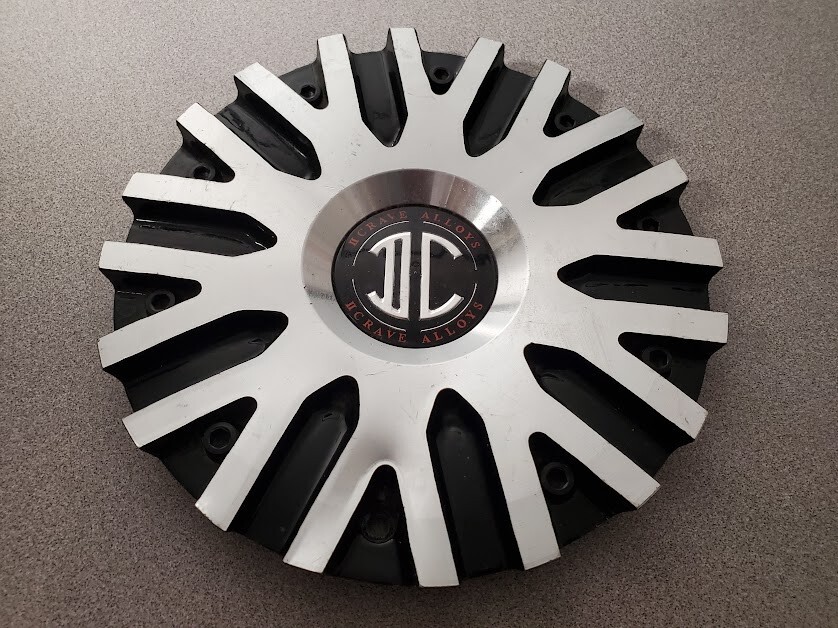 DC 2CRAVE CUSTOM WHEELS BLACK/POLISHED  CENTER CAP HUBCAP  C-252-02  USED-image