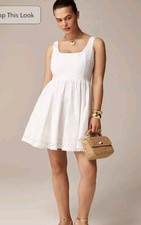 J.Crew Fit & Flare Dress with Rick Rack Trim White Size 6 Lined Kentucky Derby