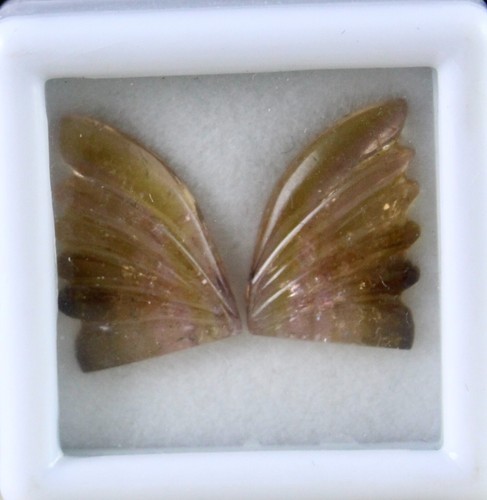 NATURAL MULTI COLOR TOURMALINE CARVED 2 PC 7.70 CT GEMSTONE FOR PENDANT EARRING - Picture 2 of 12