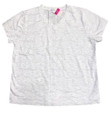 FRESH PRODUCE 1X WHITE $56 HERITAGE Seashore Fem Logo V Neck Top NWT New 1X