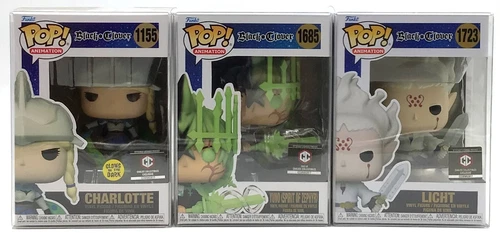 Funko Pop! Black Clover Chalice Exclusive Charlotte Glow Yuno Licht Set of 3