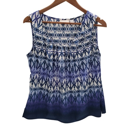 Chico's Womens Sleeveless Geometric Print Tank Top Blouse Size 1 M Purple Blue - Picture 3 of 10