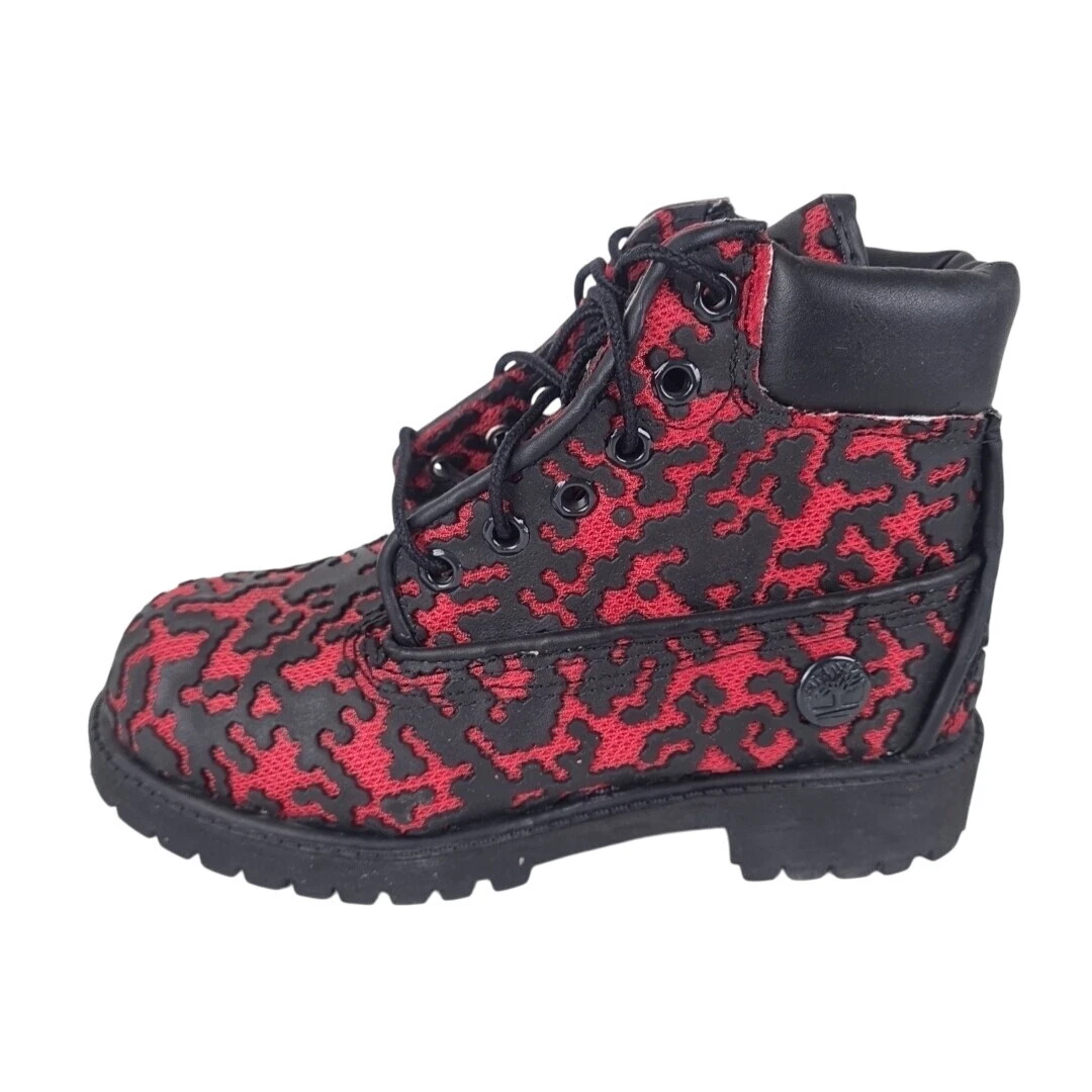 Timberland Big Kids 6 IN 20748 stivali casual ventilatore classico nero rosso taglia 13 anni