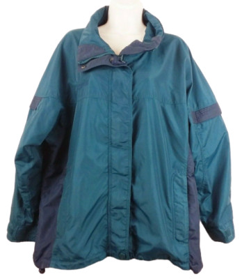 Women's 90's Columbia Bugaboo Jacket Outer Only Size M Full Zip Green Navy Nylon
