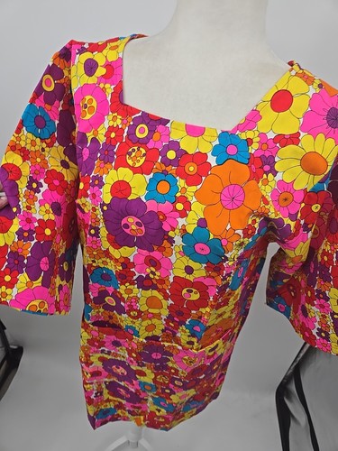 Vintage Design House Hippie 60s 70s Smock Dress, Flower Power Medium Boho - Picture 20 of 22
