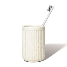 Beige Ceramic Toothbrush Holder for Bathroom Countertop, Speckled Beige