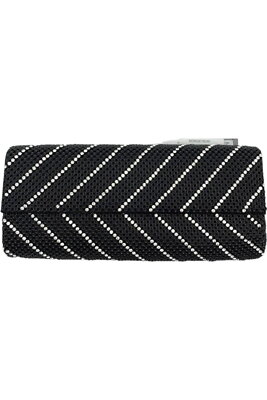 Whiting & Davis Crystal Chevron Clutch Black