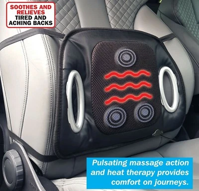 Streetwize Black 12V Car Heated Seat Cushion with Lumbar Back Support & Massage
