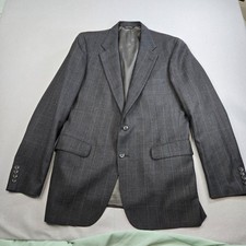 Chaps Ralph Lauren Mens 42R Gray Plaid 100 Virgin Wool Blazer Sport Coat VTG