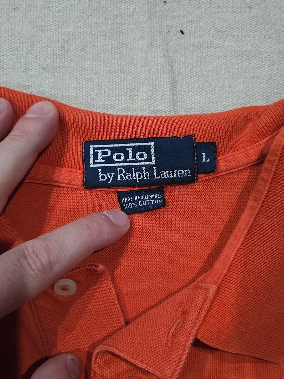 Polo Ralph Lauren vintage camicia uomo L arancione tinta unita pony polo manica corta