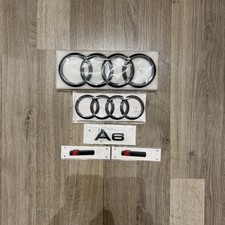 Audi A6 GLOSS BLACK BADGE SET OF FRONT REAR RINGS BOOT TRUNK 2018-2024
