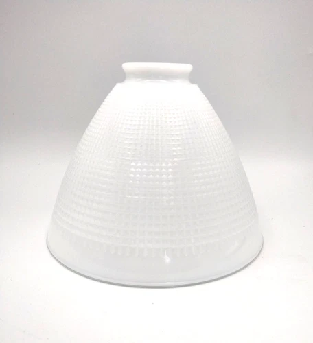Vintage Corning 8" Milk Glass Waffle Pattern Torchiere Lamp Shade Diffuser 82102