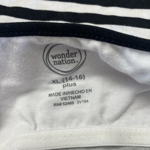 NWT wonder nation black/white striped girls XL (14-16) tank top - Picture 2 of 2