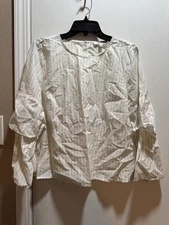 NWT Madewell Tiered-Sleeve Striped Blouse inSize Large