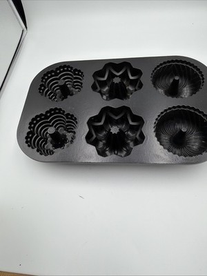 Nordic Ware  Multi Mini Bundt Pan - 6 Unique Designs! Heavy Cast Aluminum.  New!