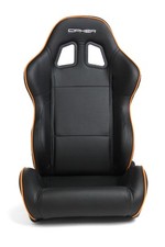 Cipher Auto Racing Seats -black Leatherette W Orange Accent Piping - Pair Cipher Auto Racing Seats -black Leatherette W Orange Accent Piping - Pair