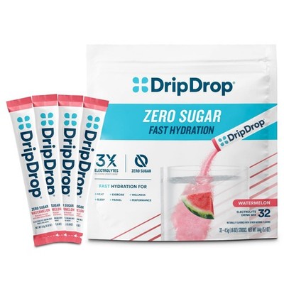 DripDrop Sugar Free Hydration Packets  Zero Watermelon  Single Serve Electrol...