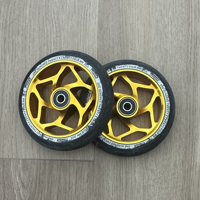 Envy Prodigy s8 120mm x 24mm Gold/Black Kick Scooter Wheels Pair