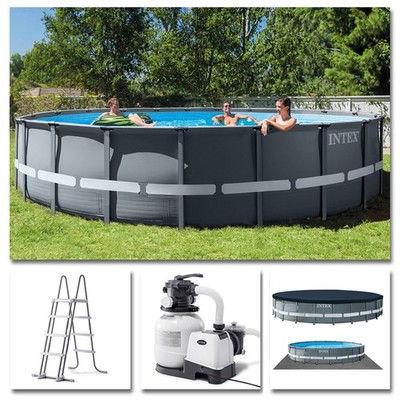 INTEX Ultra XTR Frame Pool Ø 610x122cm + Sandfilteranlage Leiter Swimmingpool