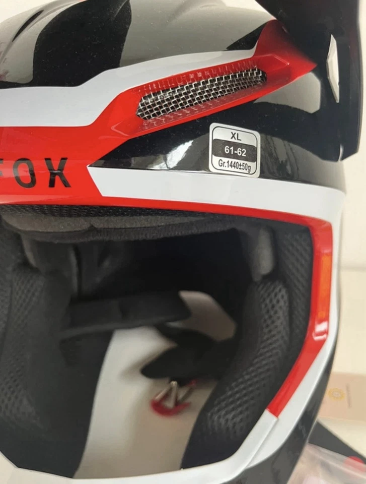CASQUE FOX V1 Nitro noir rouge Blanc taille XL neuf Motocross Enduro Supermotard - Photo 3/4