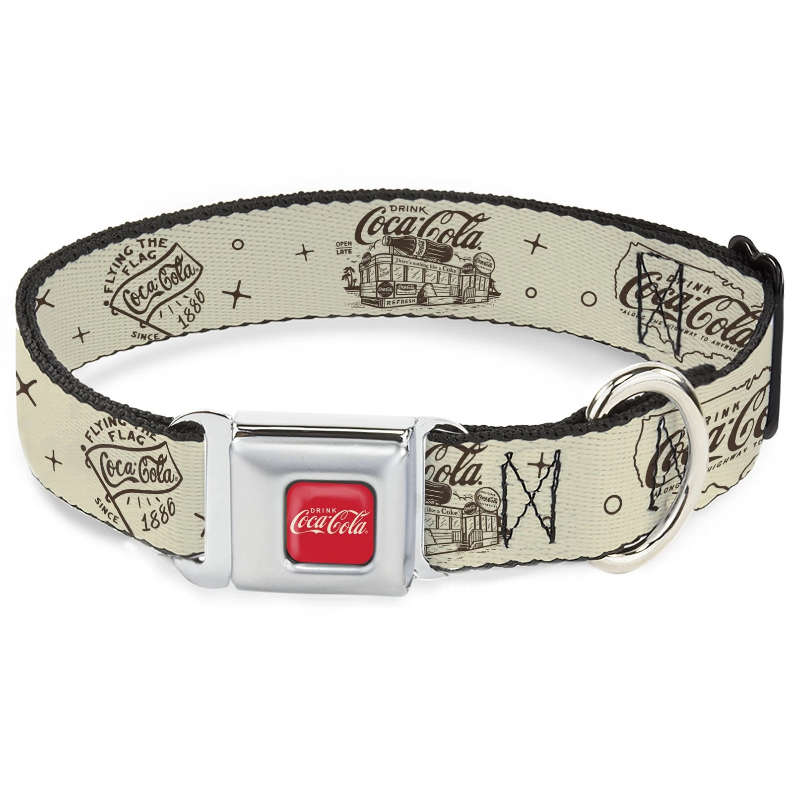 Dog Collar CKAA-DRINK COCA-COLA Logo Full Color Red/White Vintage Co (US IMPORT)