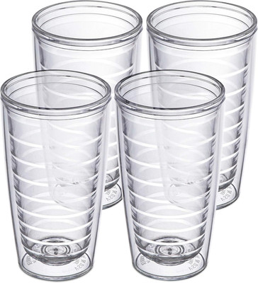 16Oz Insulated Tumblers Plastic Keeps Drinks Cold & Hot, 4Pack Double Walled Cle