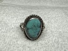Vintage Native American Sterling Silver Turquoise Ring Rope Bezel Size 9 — photo 4