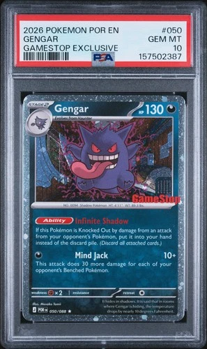 2026 POKEMON POR EN-PERFECT ORDER GAMESTOP EXCLUSIVE #050 GENGAR PSA 10