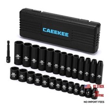 27PCS 3/8" Drive Metric Impact Socket Set,Deep and Shallow, 7mm to 19mm, 6