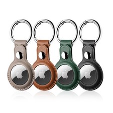 Leather Airtag Holder, LETREEN AirTag Case with Keychain, 4 Pack Anti-Scratch...