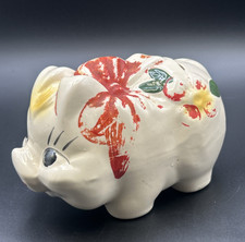 Vintage Ceramic Pig Piggy Bank 7"x4" Made in USA / Needs some TLC Maybe